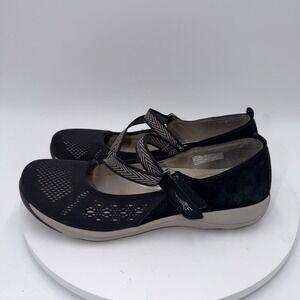 DANSKO Haven Mary Jane Flats Shoes-Size EU 39 US 8.5 Black Suede Mesh